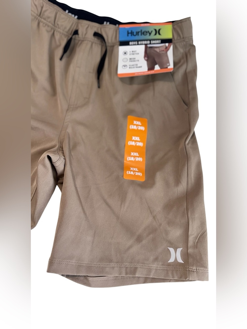 Hurley Boys Hybrid Shorts in Tan with Black Drawstring XXL (18/20) - Picture 2 of 9